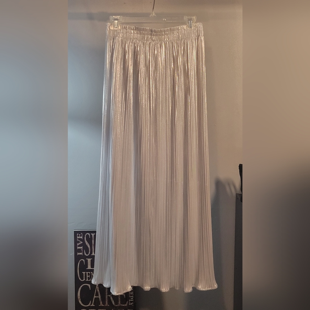 Elegant Silver Pleated Skirt